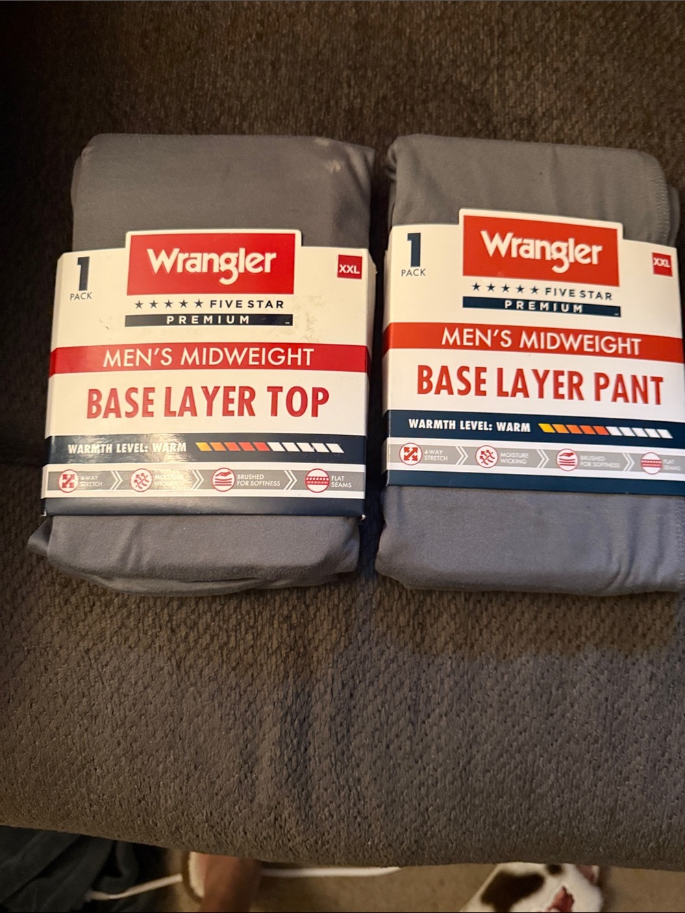 Wrangler Men's Midweight Base Layer Top & Pant Set - Gray